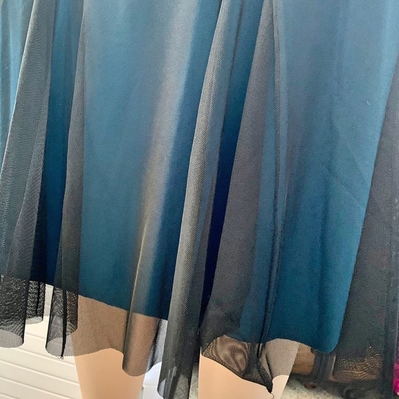 IGIGI Skirt Sheer Black Over Blue Pull-On Kick Pleats Midi Plus Size 18/20 NEW - Picture 8 of 13